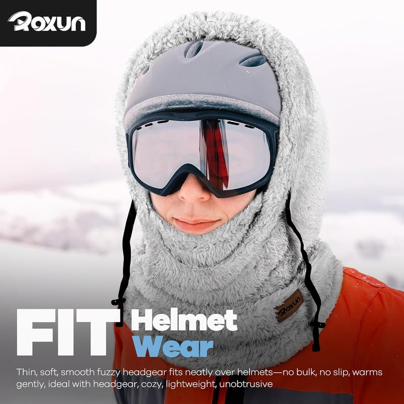 ROXUN Ski Mask Fleece Balaclava, Windproof Face Mask Winter Warm Neck Cover Helmet Hood for Men Women - Image 4